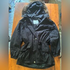 London Fog MP Women's Black Parka with Fur Hood